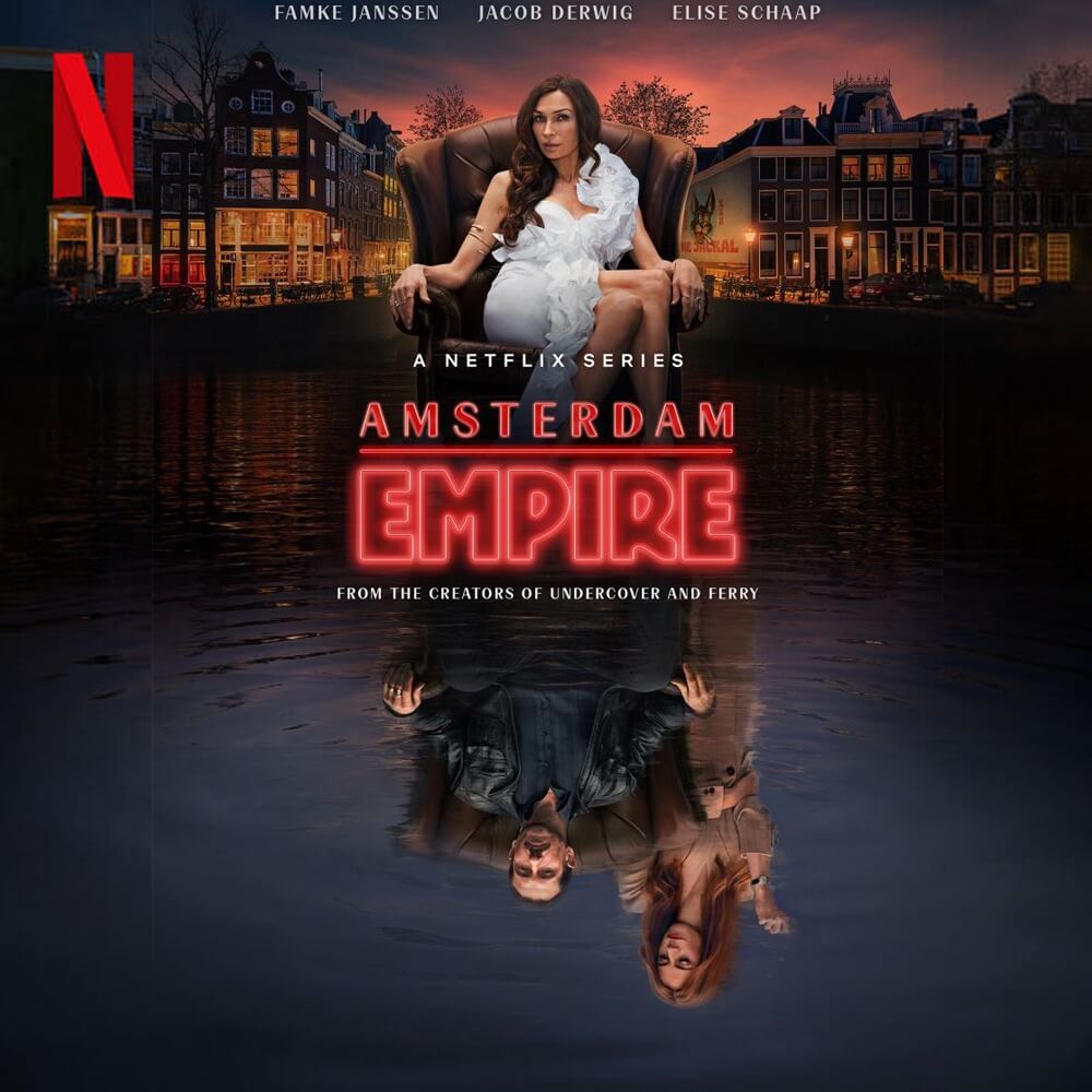 Official-style poster image for the Netflix series Amsterdam Empire, used as a portfolio cover for peejee.tv’s screen playback, LED control and on-set technical support work.
