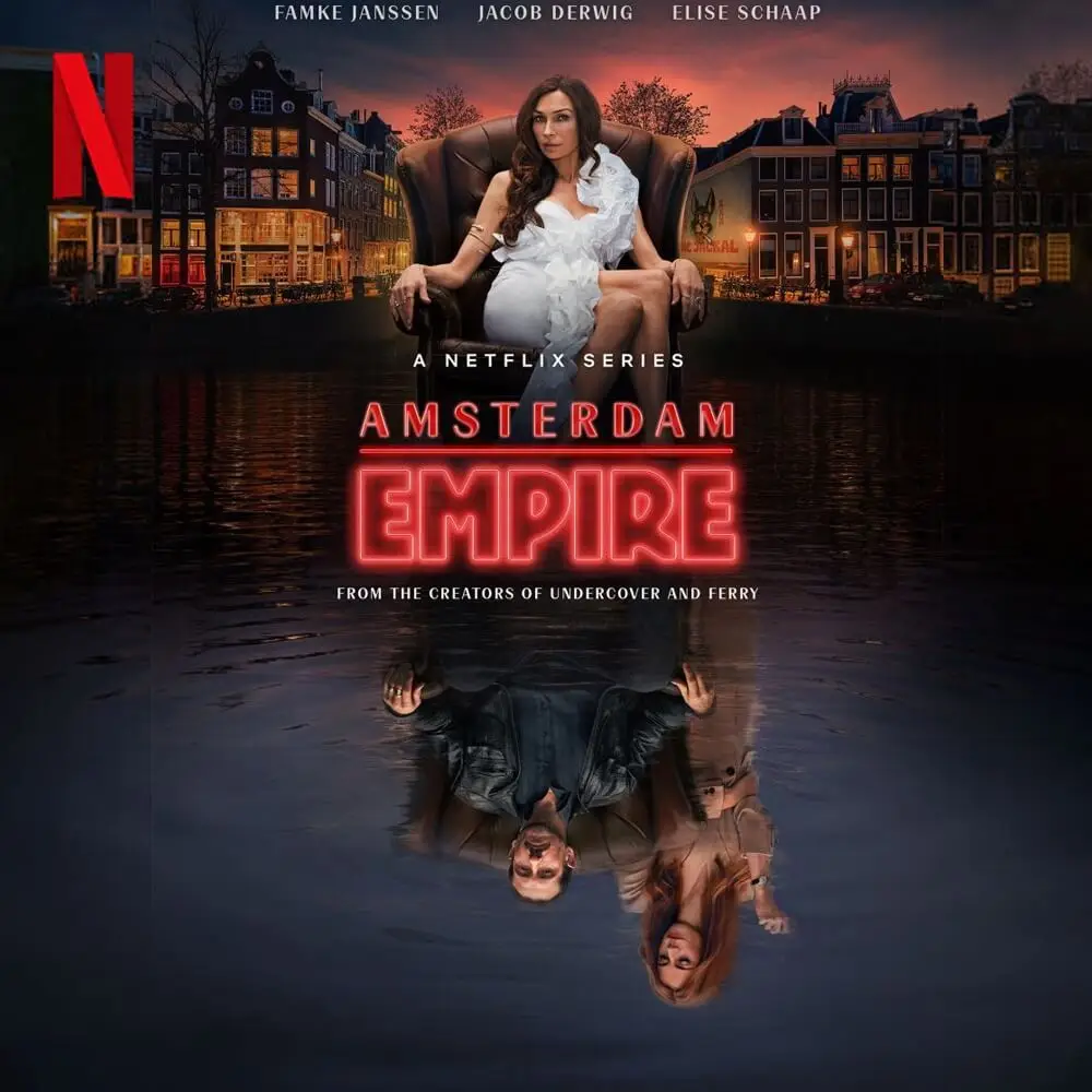 Official-style poster image for the Netflix series Amsterdam Empire, used as a portfolio cover for peejee.tv’s screen playback, LED control and on-set technical support work.